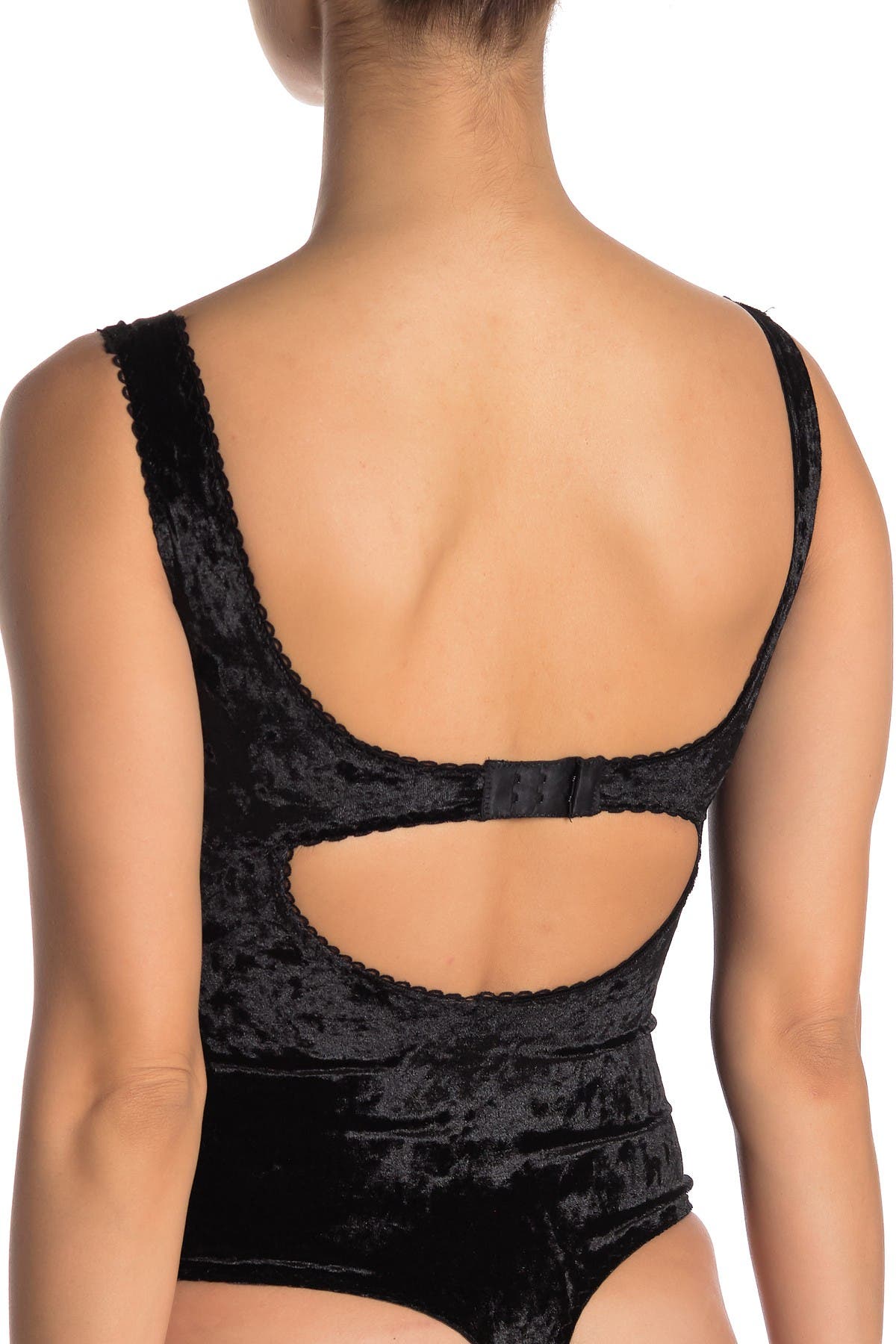 Crushed Velvet Lace-Up Thong Bodysuit - image 2
