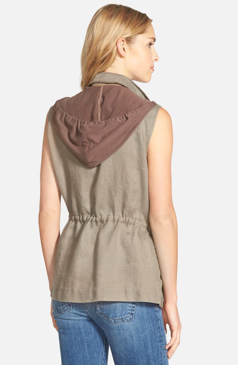 GIBSONLOOK Gibson Linen Utility Vest with Knit Hood, Alternate, color,
