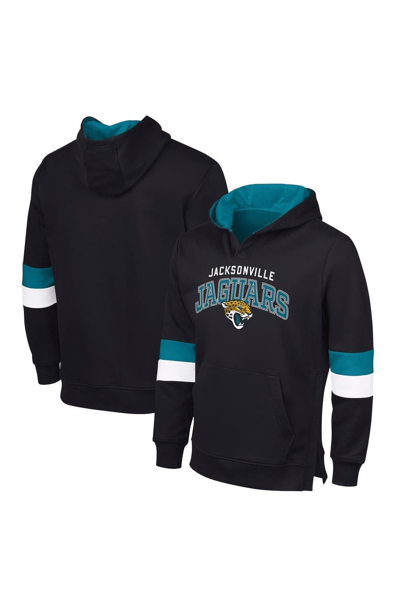 G-III SPORTS BY CARL BANKS Men's G-III Sports by Carl Banks Black/Teal Jacksonville Jaguars Adaptive Faceoff Pullover Hoodie, Alternate, color, Black