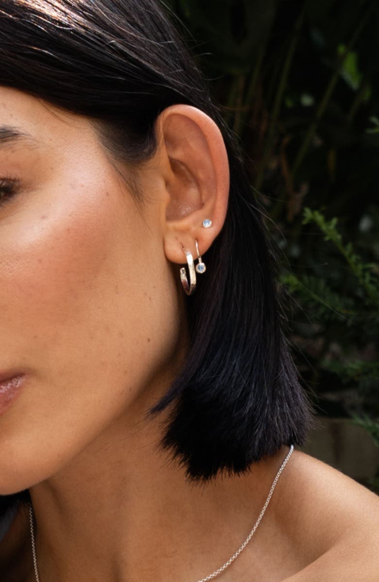 Dower & Hall 3mm Aquamarine Dewdrop Studs, Alternate, color, Sterling Silver