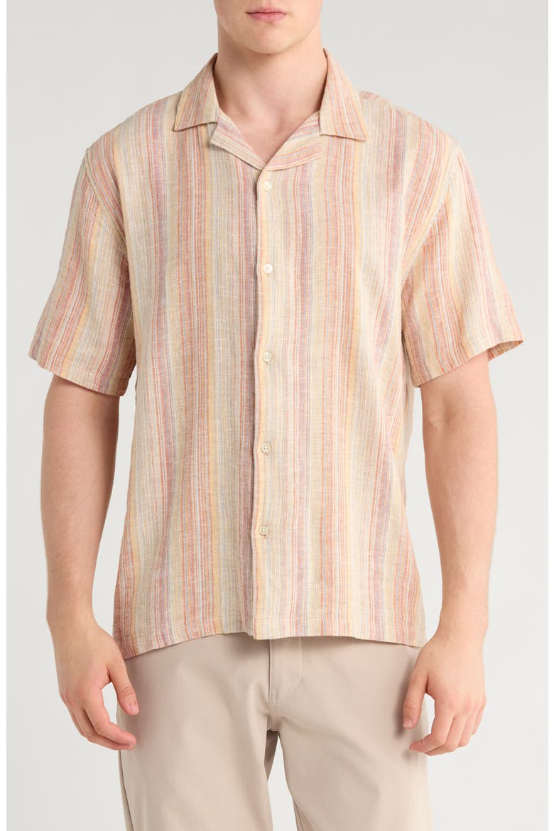 Stripe Camp Shirt, Main, color, COLD MULTI BARCODE STRIPE