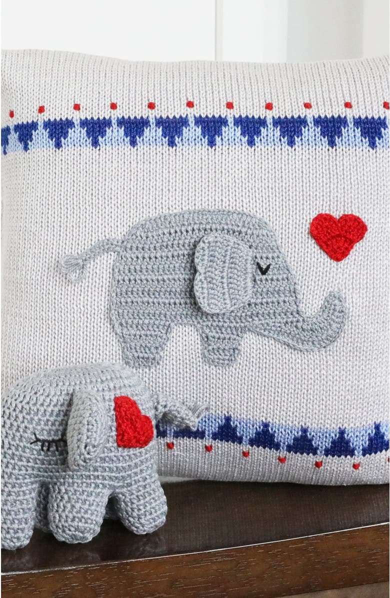 Melange Collection 10" Elephant with Heart Pillow, Alternate, color, Grey