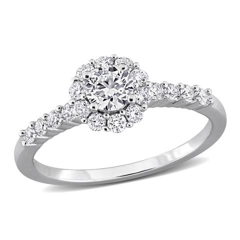 3/4 CTW Lab Grown Diamond Halo Ring