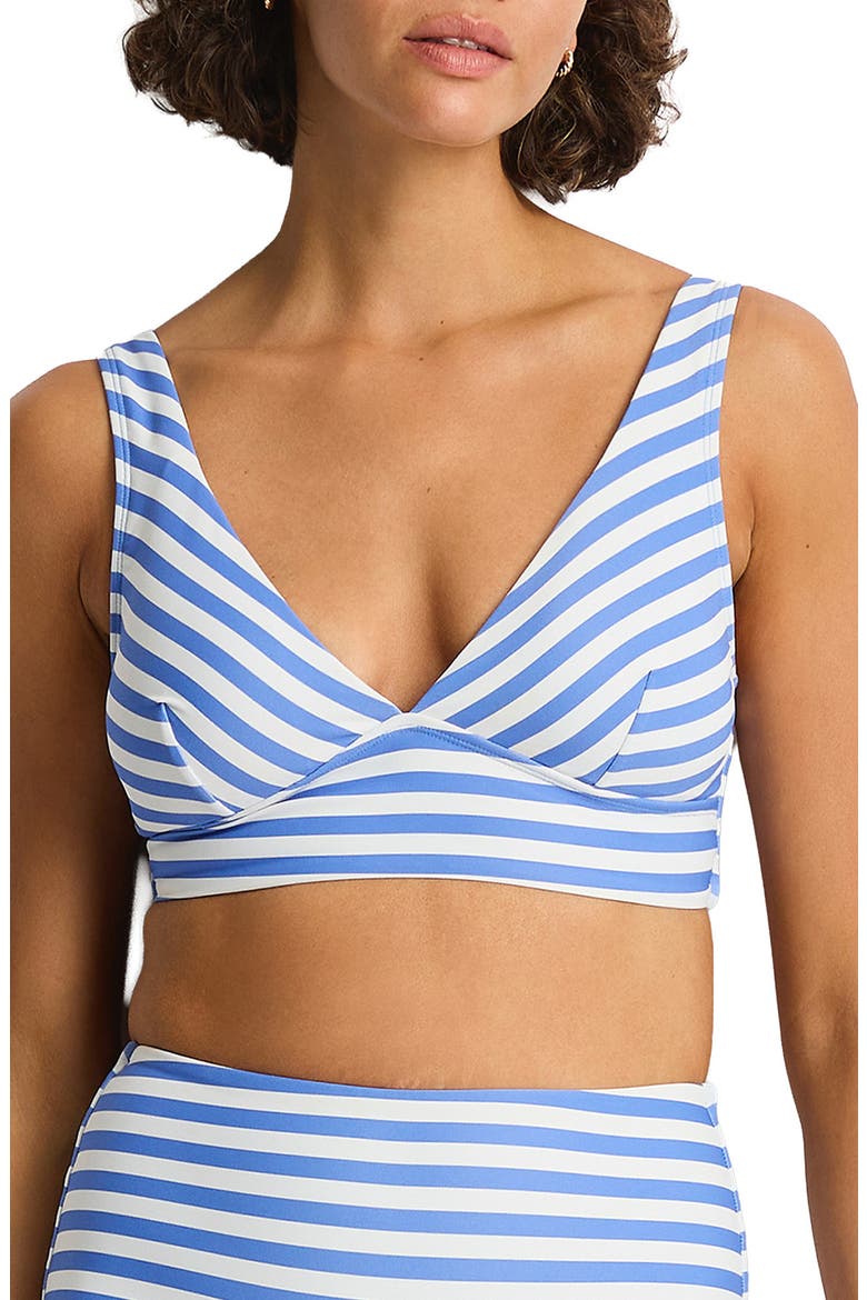 Longline Tie Back Bikini Top, Main, color, DENIM BLUE