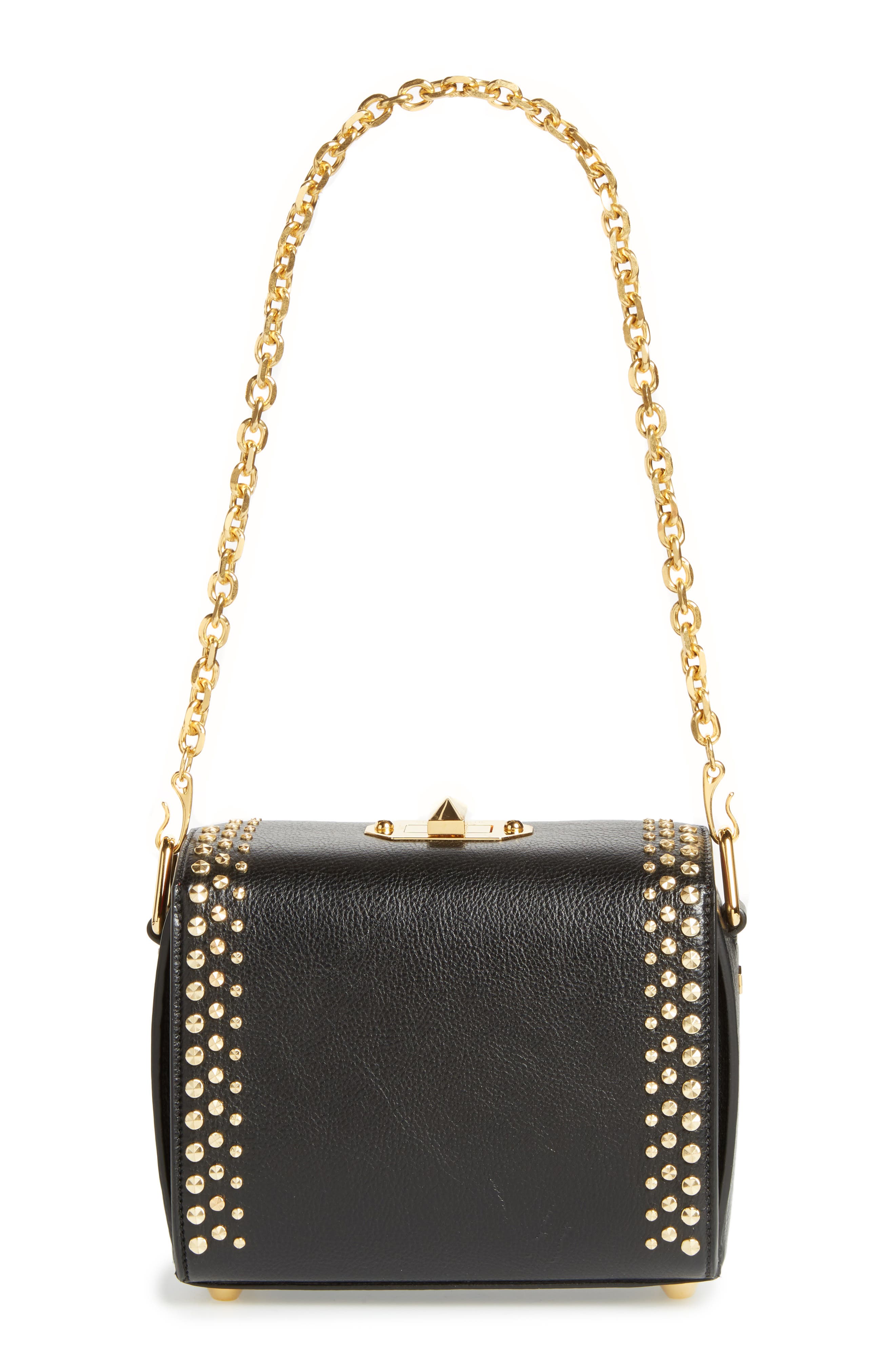 McQueen Alexander McQueen Box Bag 19 Studded Leather Bag, Alternate, color, 