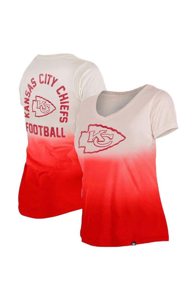 New Era Women's New Era Red Kansas City Chiefs Dip Dye V-Neck T-Shirt, Main, color, 