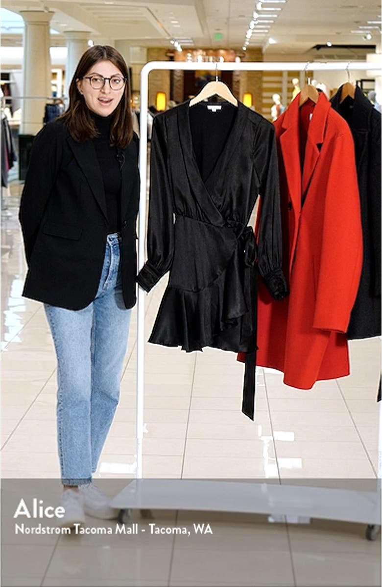 Galiena Long Sleeve Satin Wrap Dress, sales video thumbnail