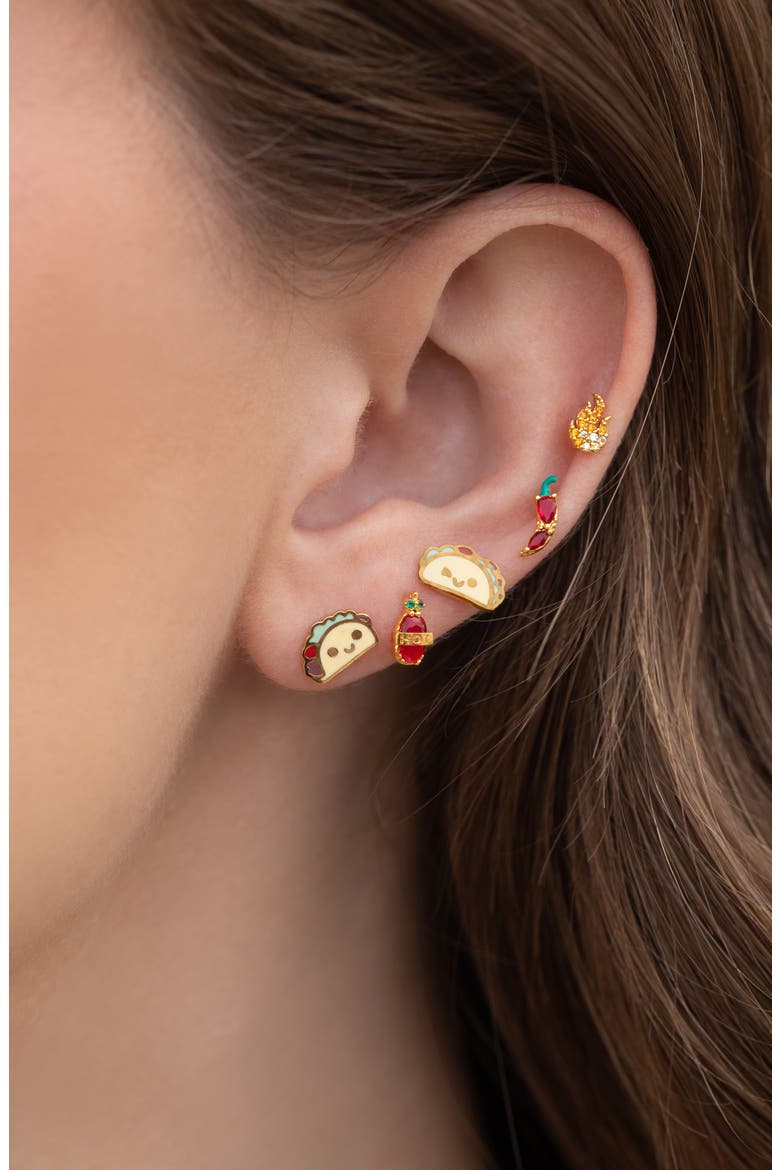 Red Chili Pepper Stud Earrings, Alternate, color, GOLD
