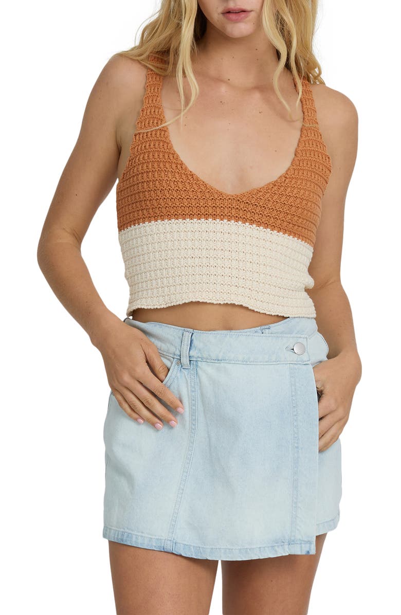 Billabong Anders Colorblock Sweater Tank, Main, color, Caramel Cafe