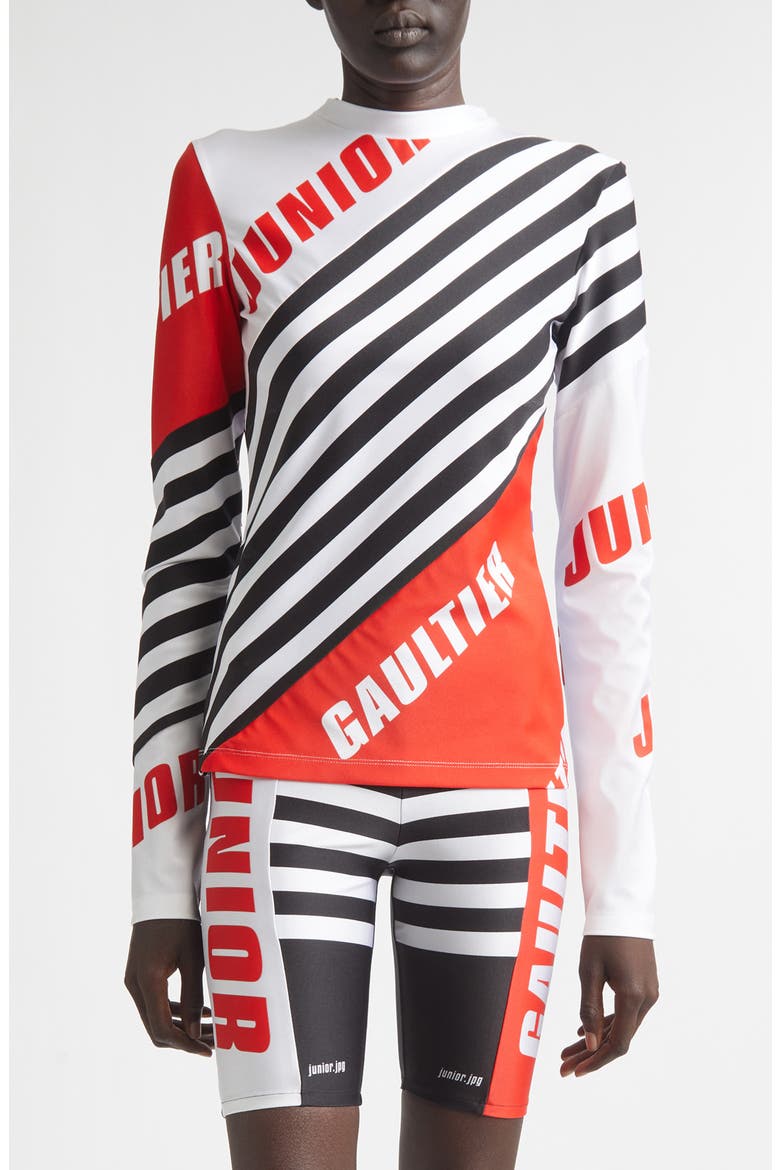 Junior Print Jersey Bike T-Shirt, Main, color, BLACK/ RED/ WHITE
