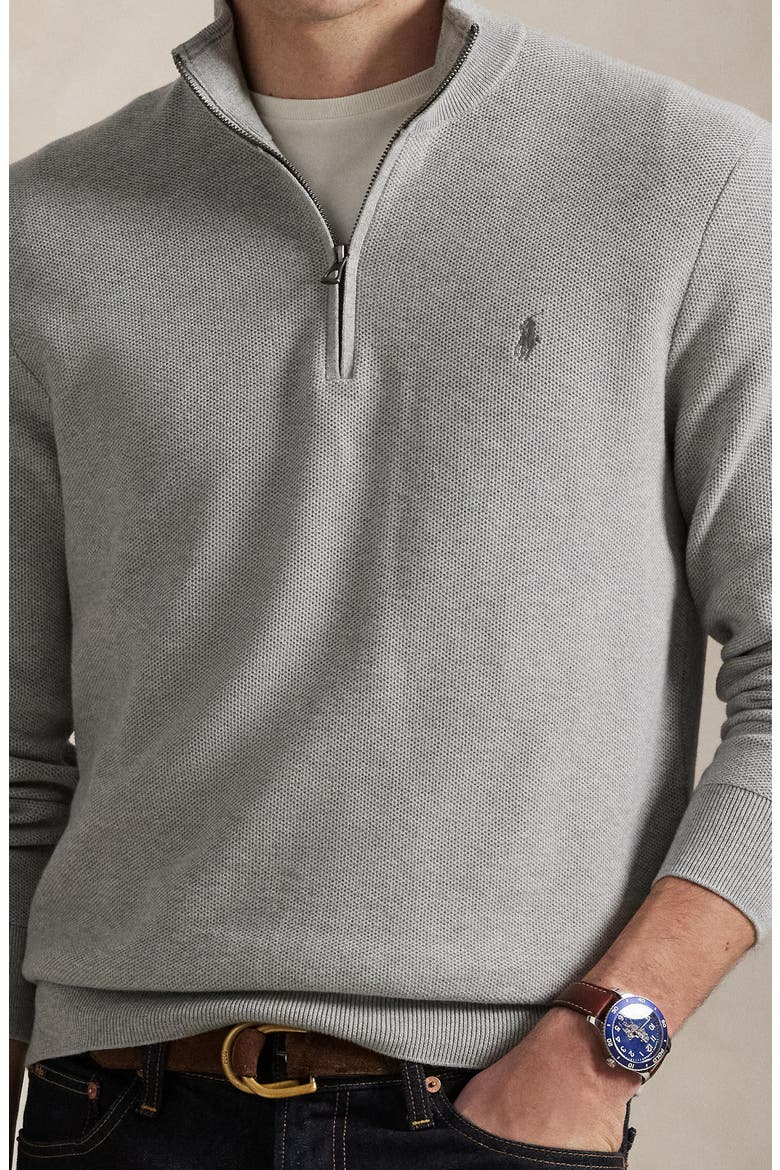 Mesh Knit Quarter-Zip Sweater, Alternate, color, ANDOVER HEATHER
