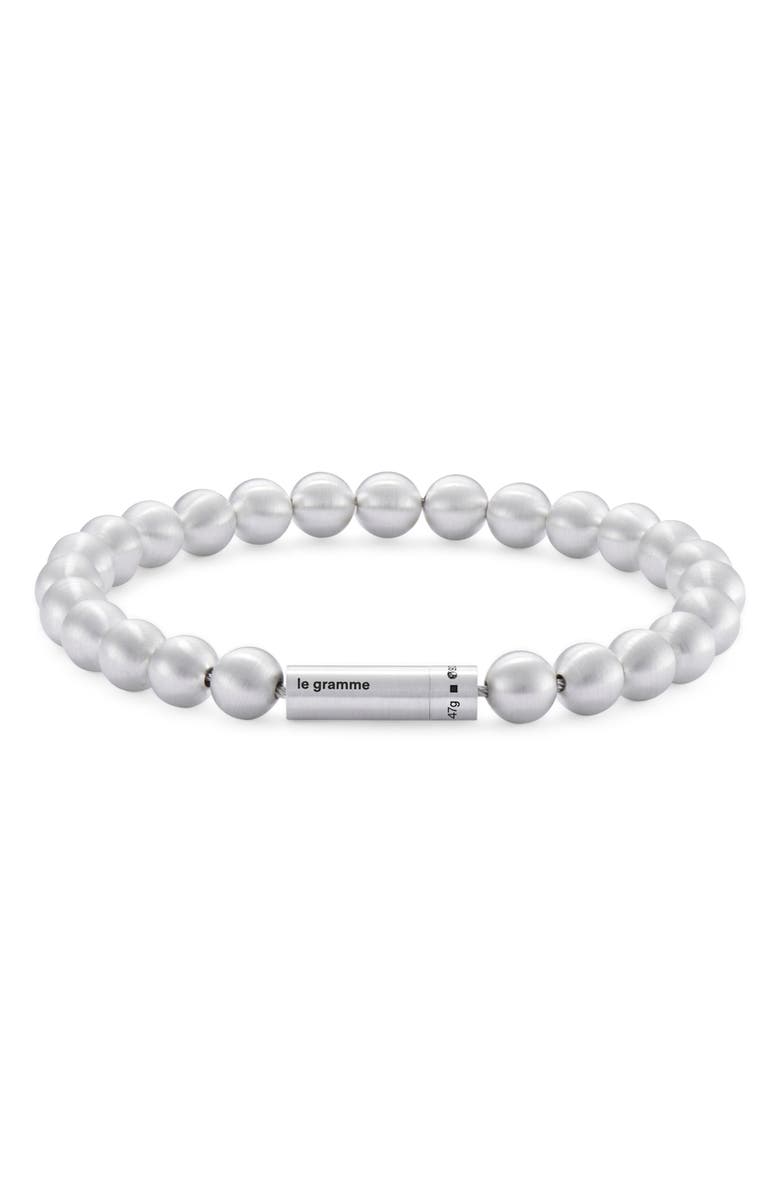 le gramme Men's 47G Brushed Sterling Silver Beaded Bracelet, Main, color,