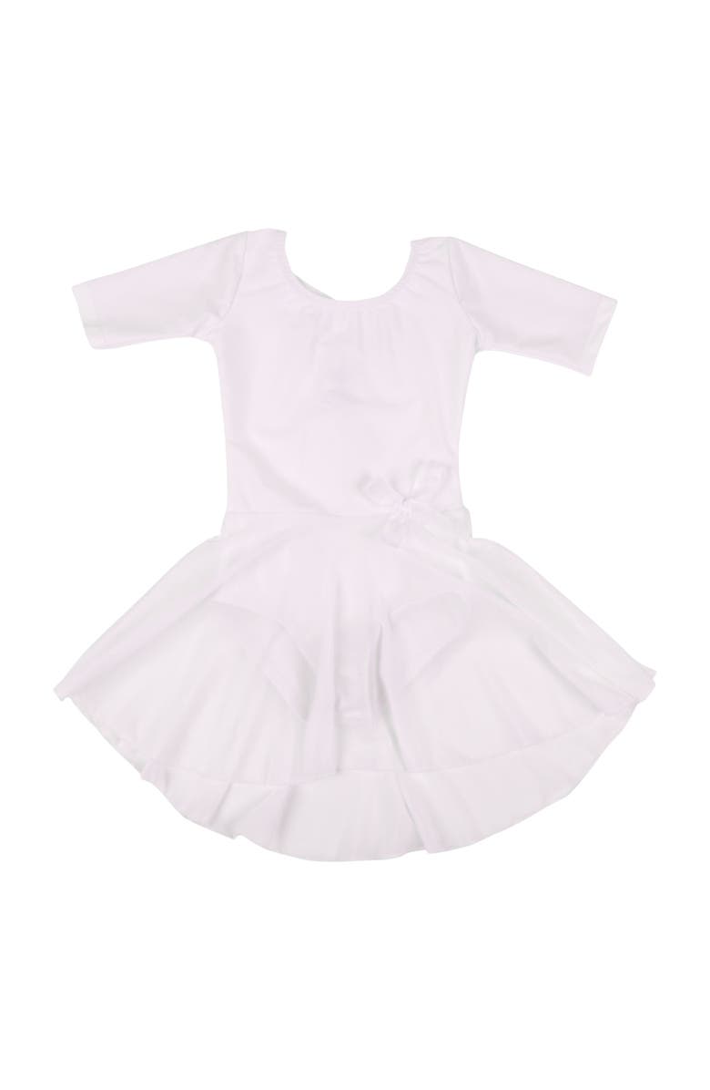 Leveret Girls Short Sleeve Skirted Leotard, Main, color, White