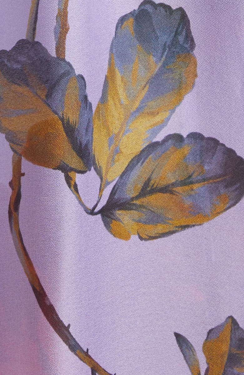 Carolina Herrera Rose Print Off the Shoulder Silk Organza Midi Dress, Alternate, color, Violeta Multi