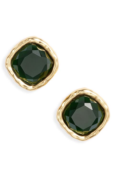 Bezel Glass Stud Earring