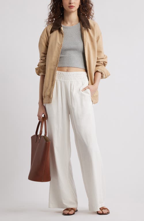 Treasure & Bond Linen Blend Smocked Waist Wide Leg Pants