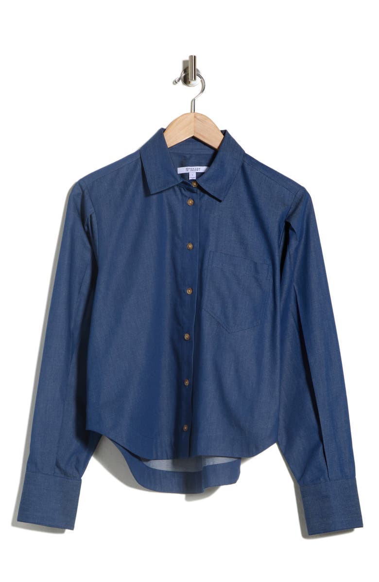 Derek Lam 10 Crosby Estrella Crop Button-Up Shirt, Alternate, color, Deep Blue