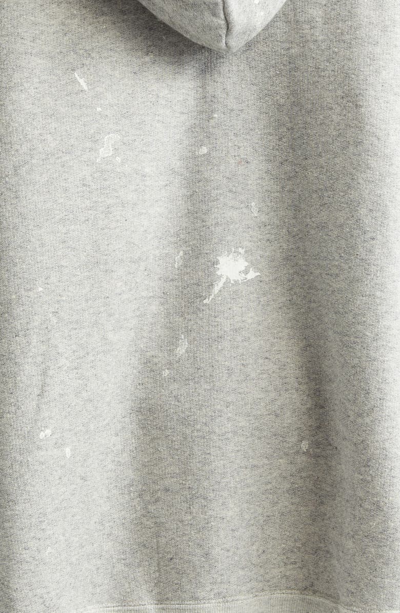 R13 Not a Fan Paint Splattered Oversize Graphic Hoodie, Alternate, color, Heather Grey