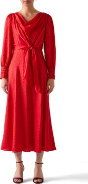 LK Bennett Lainey Tie Waist Long Sleeve Maxi Dress
