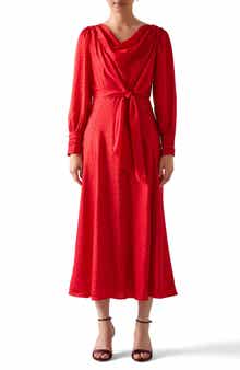 LK Bennett Lainey Tie Waist Long Sleeve Maxi Dress