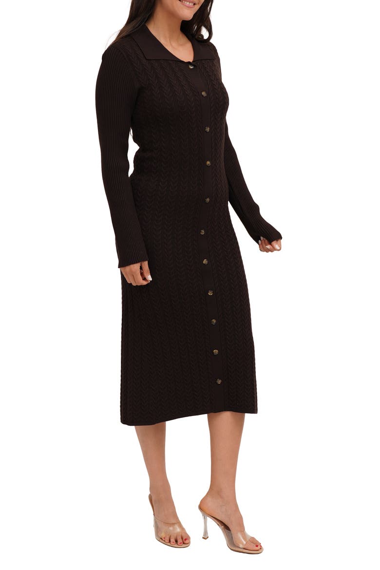 Long Sleeve Midi Sweater Dress, Alternate, color, CHOCOLATE BROWN
