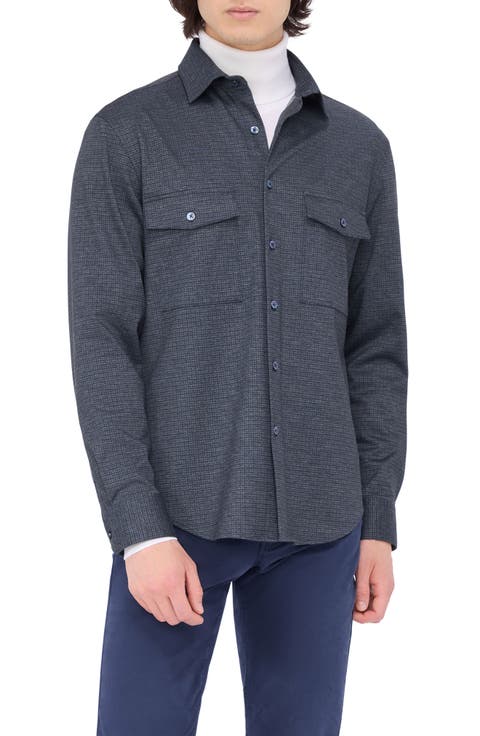 Check Knit Shirt Jacket