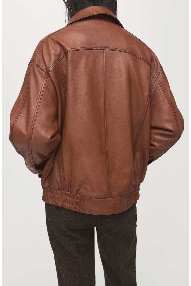 London Oversize Leather Jacket, Alternate, color, COGNAC
