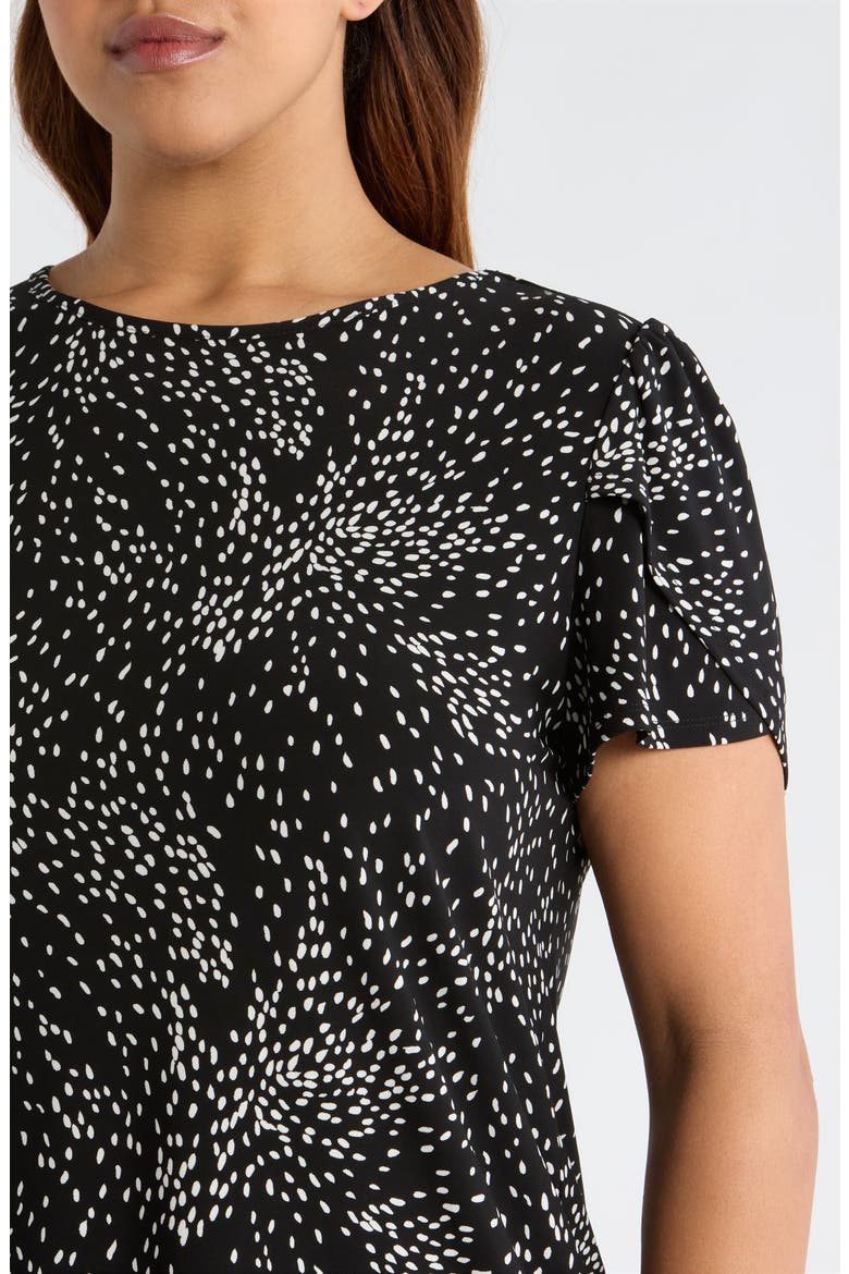 Swirling Dot Print Tulip Sleeve Top, Alternate, color, ANNE BLACK/ WHITE DOVE