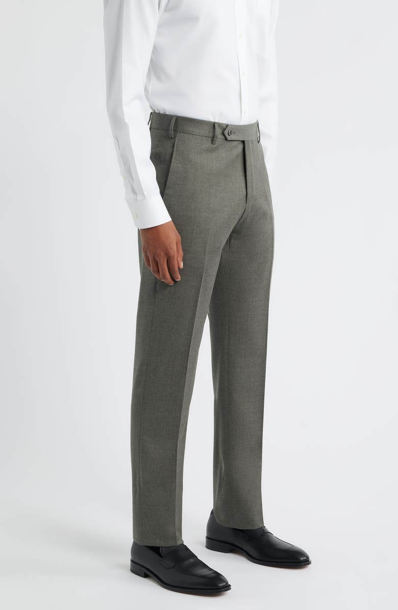 Zanella Parker Flat Front Stretch Wool Flannel Trousers, Alternate, color, Sage