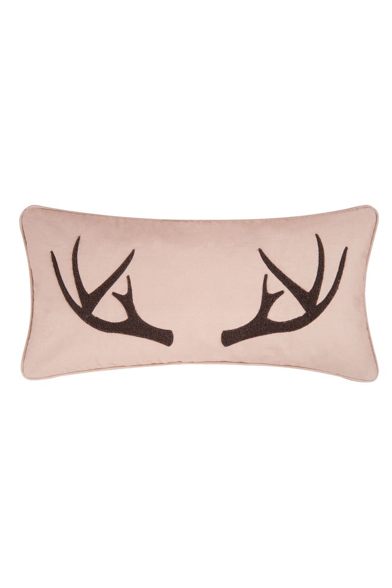 Antlers Design Rectangle Fall Harvest Hunting Theme Accent Pillow, 12" x 24", Main, color, Beige