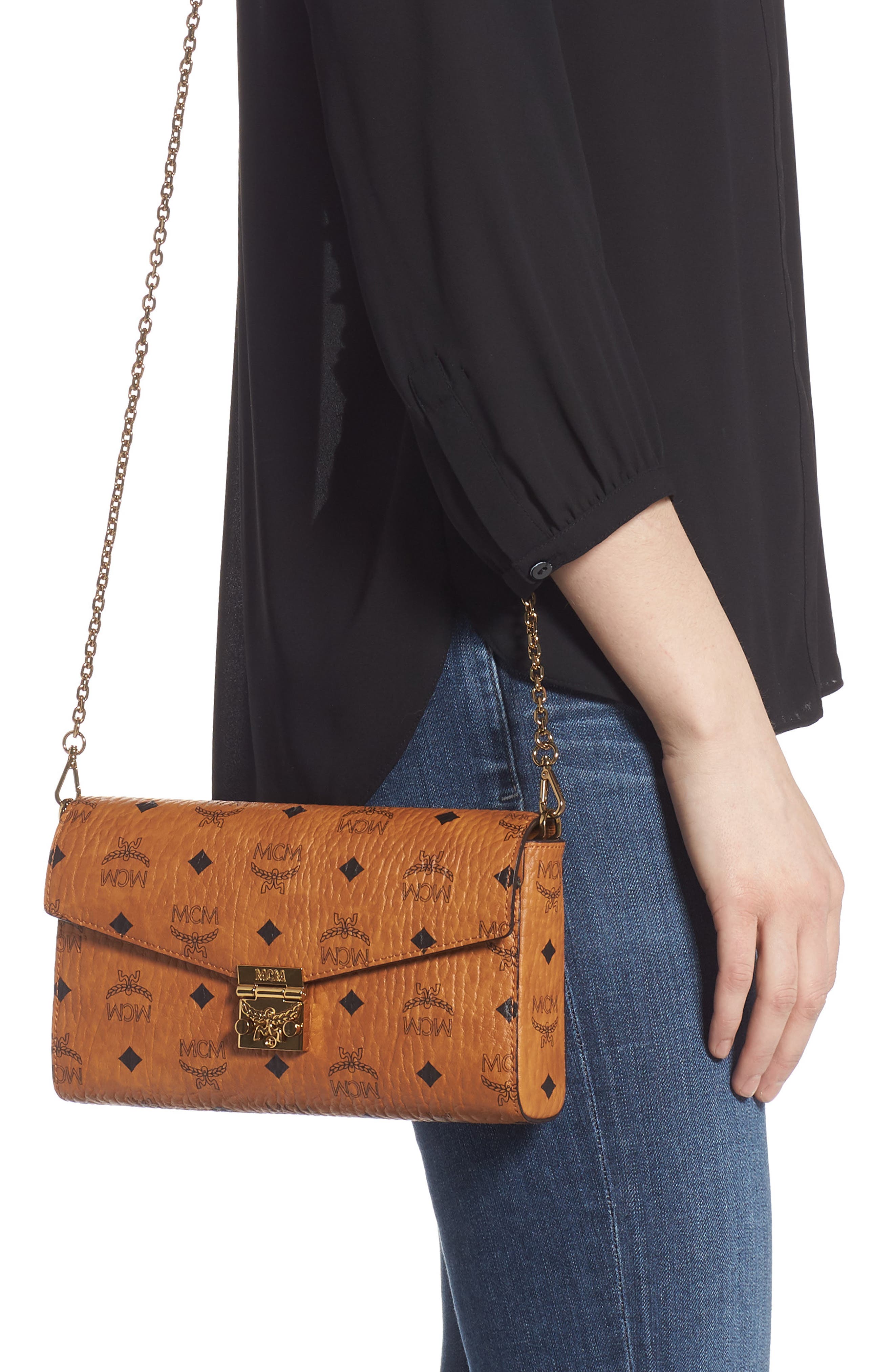 Millie Monogrammed Leather Crossbody Bag, Alternate, color, COGNAC BROWN