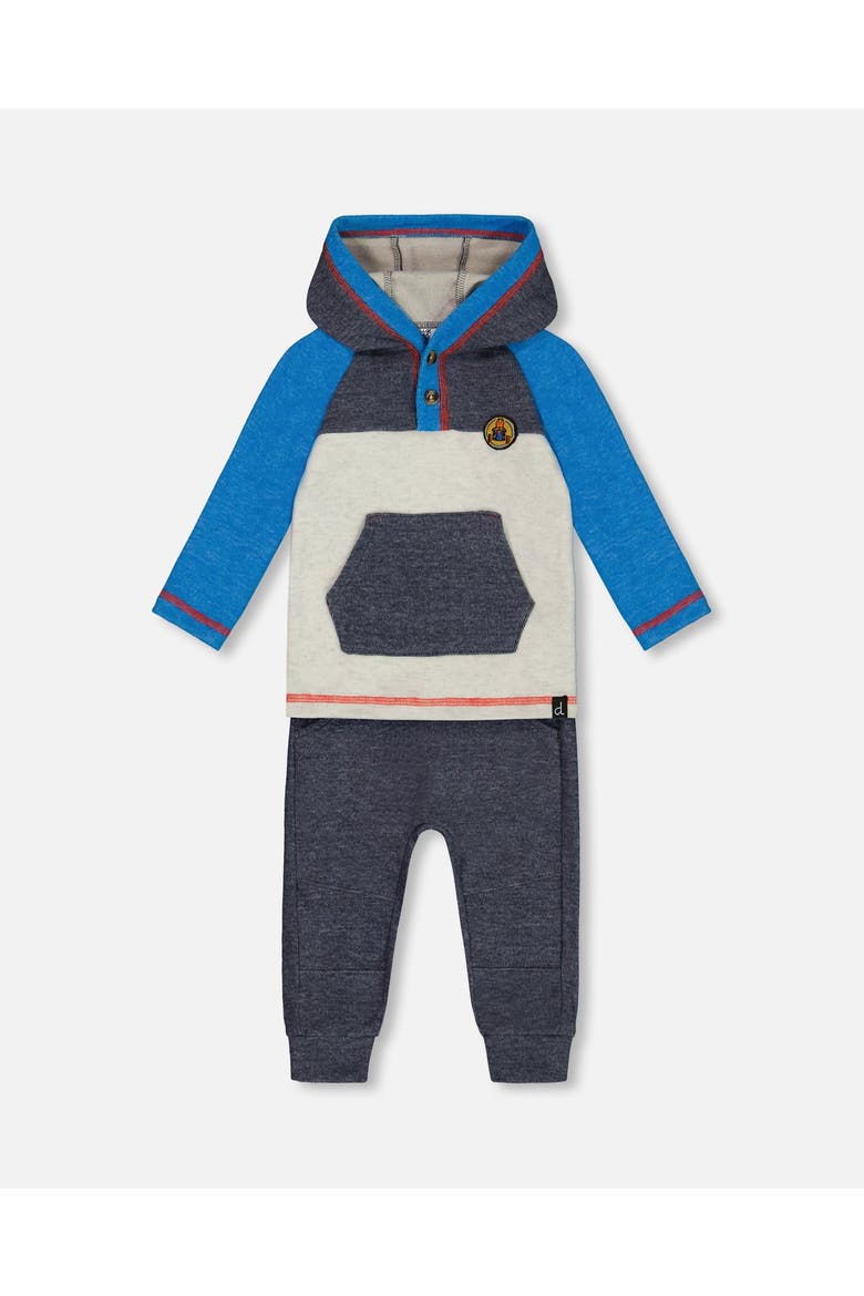 Baby Boy's Super Soft Hooded Top And Brushed Jersey Pant Set Navy, Main, color, Peacoat