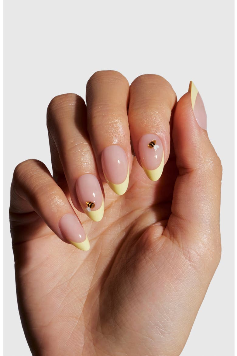 Short Almond Press-On Nails, Alternate, color, 3D HONEY BEE