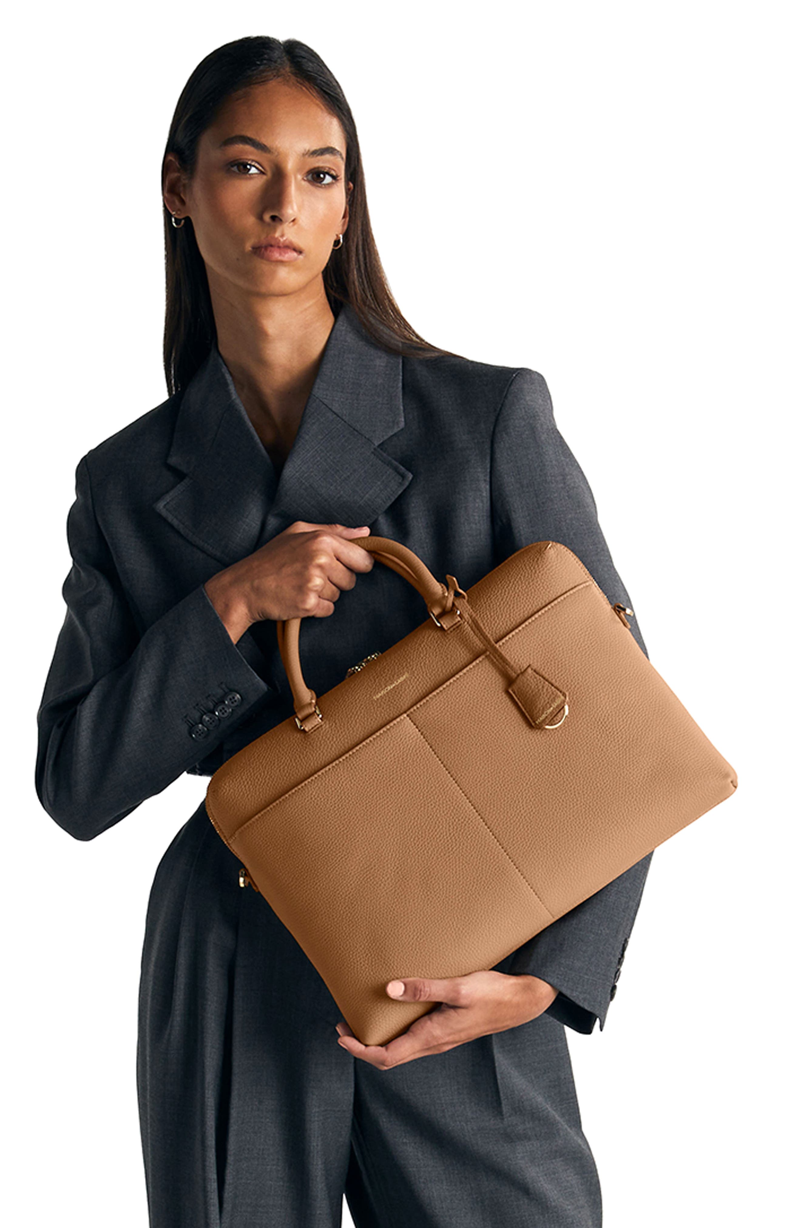Leather Laptop Bag, Alternate, color, Sandstone Brown