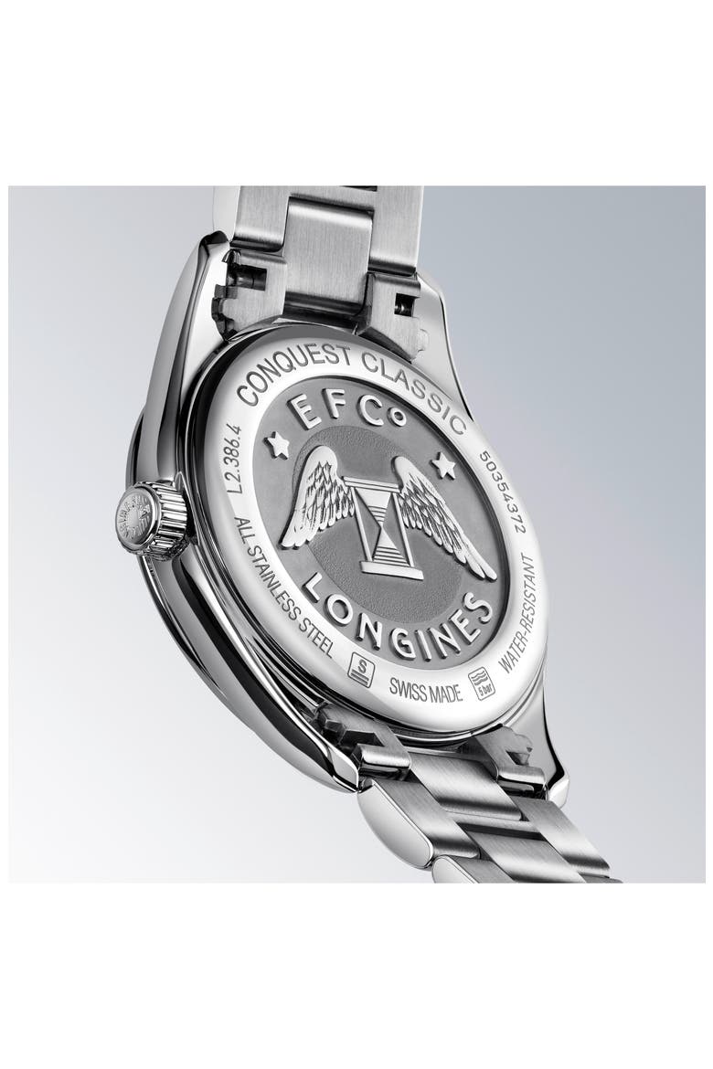 Conquest Classic Bracelet Watch, 34mm, Alternate, color, SILVER