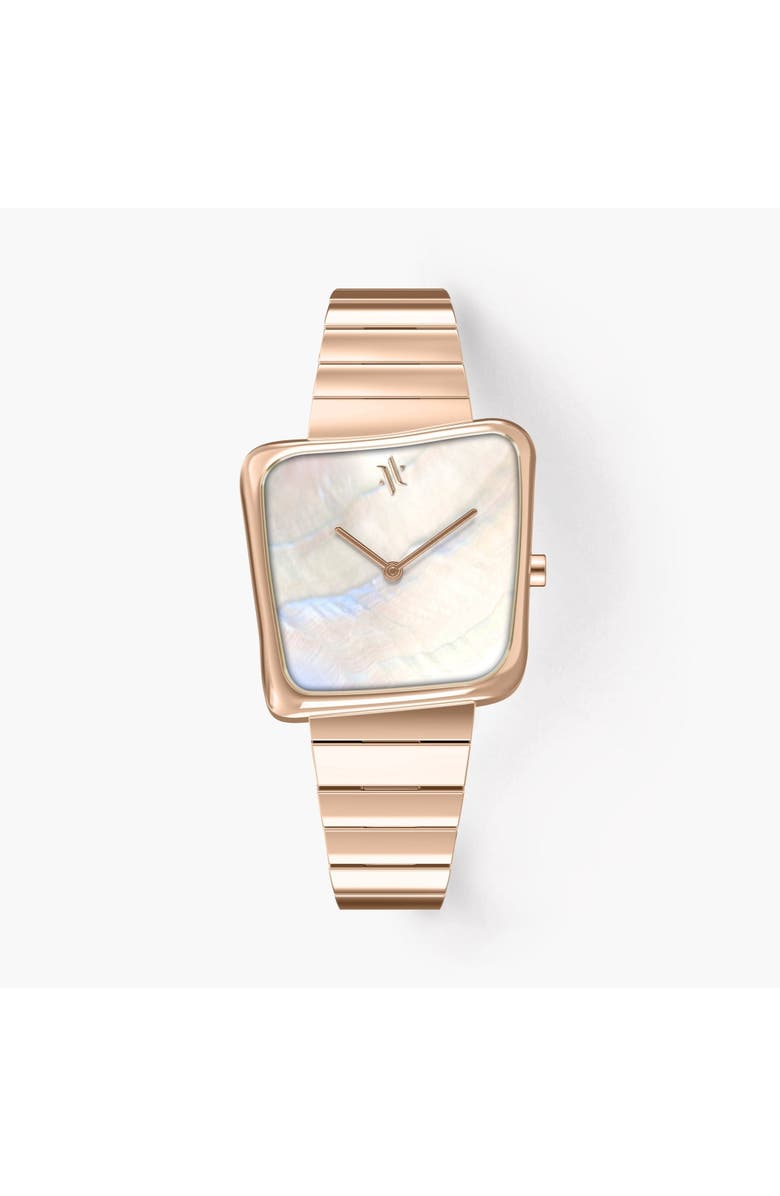 VANNA Nebula Gemstone Watch, Main, color, White Pearl-Rose Gold