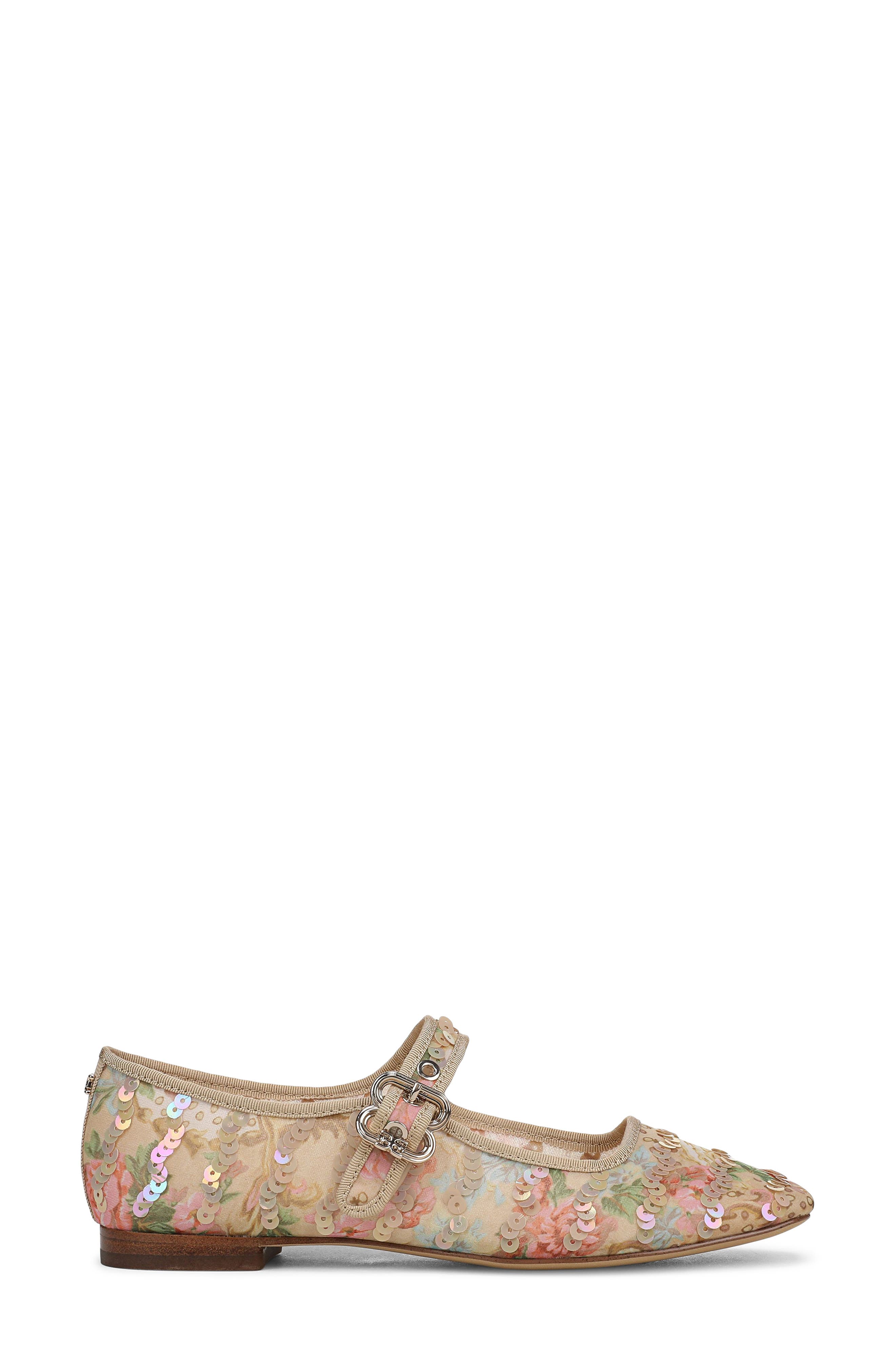 Sam Edelman Michaela Sequin Flat, Alternate, color, Ecru Multi