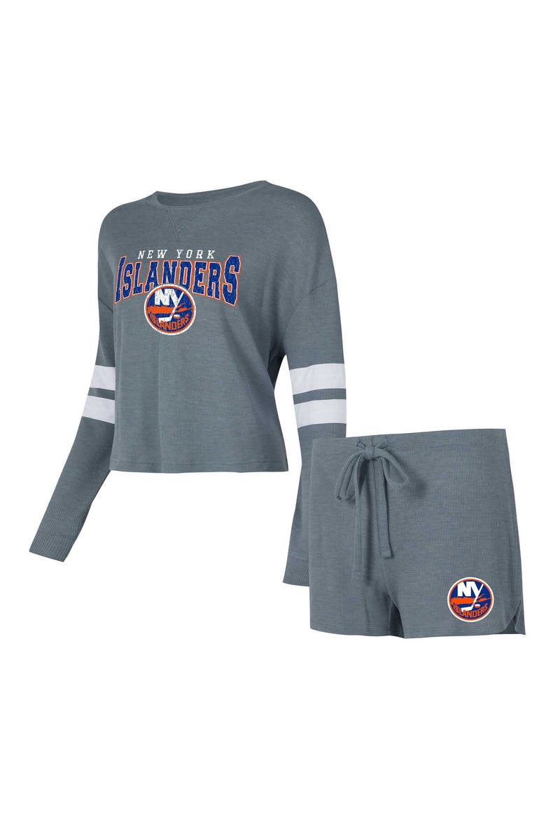 CONCEPTS SPORT Women's Concepts Sport Gray New York Islanders Meadow Long Sleeve T-Shirt & Shorts Sleep Set, Main, color, Gray