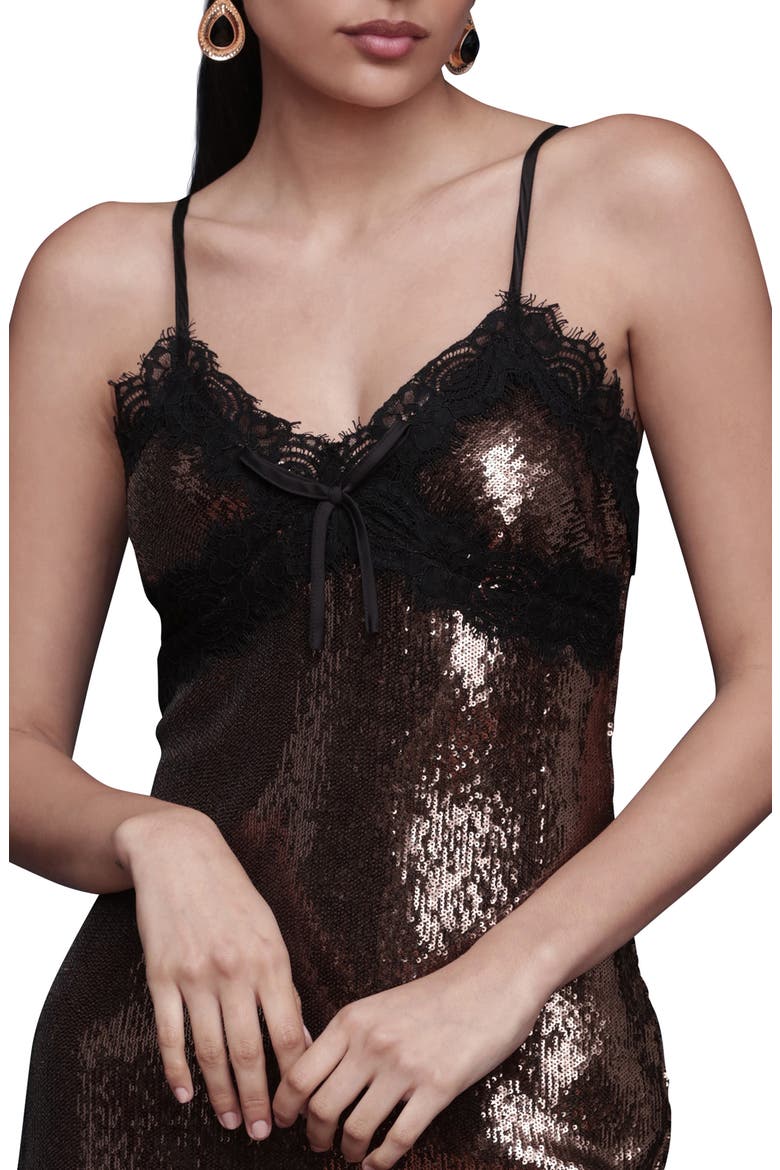 Sequin & Lace Slipdress, Alternate, color, CHOCOLATE