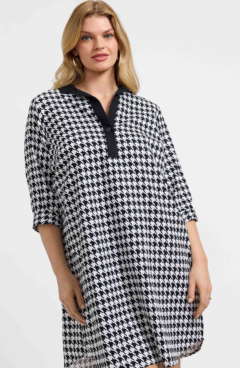 Foxcroft Sloane Houndstooth Cotton Shirtdress, Alternate, color, Black/ White