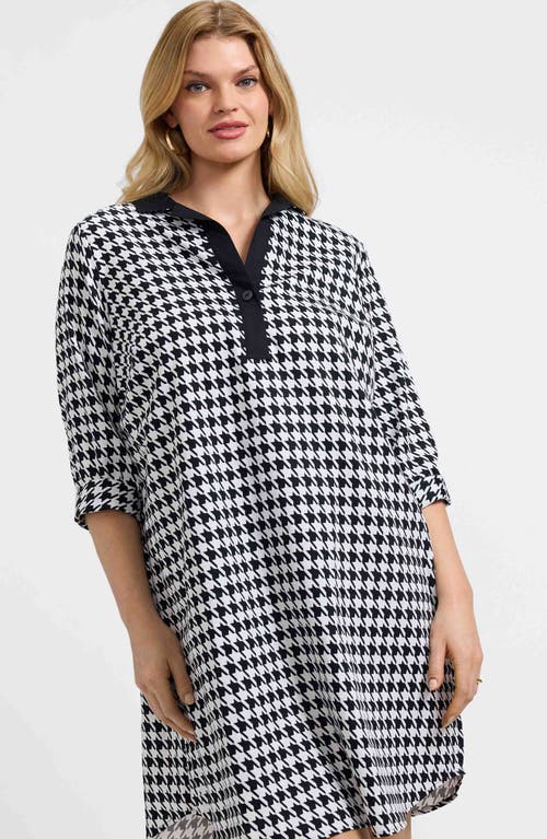 Foxcroft Sloane Houndstooth Cotton Shirtdress In Multi