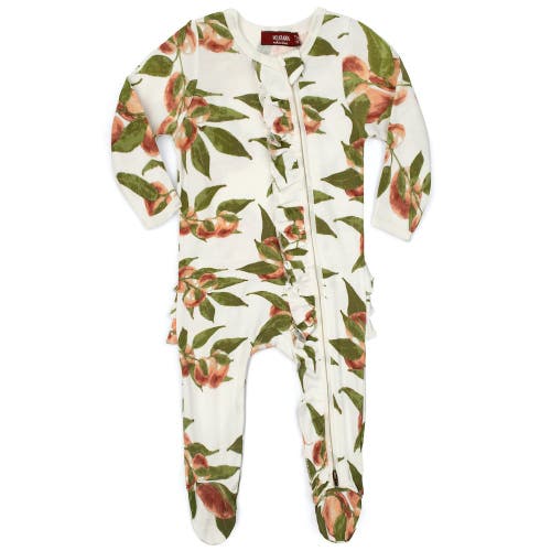 Milkbarn Organic Cotton Ruffle Zipper Footed Romper In Orange