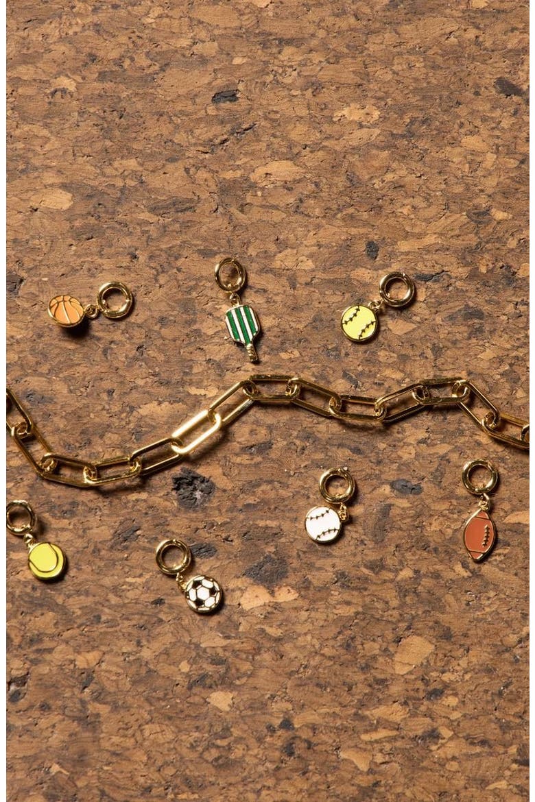 Basketball Charm, Alternate, color, Gold / Orange