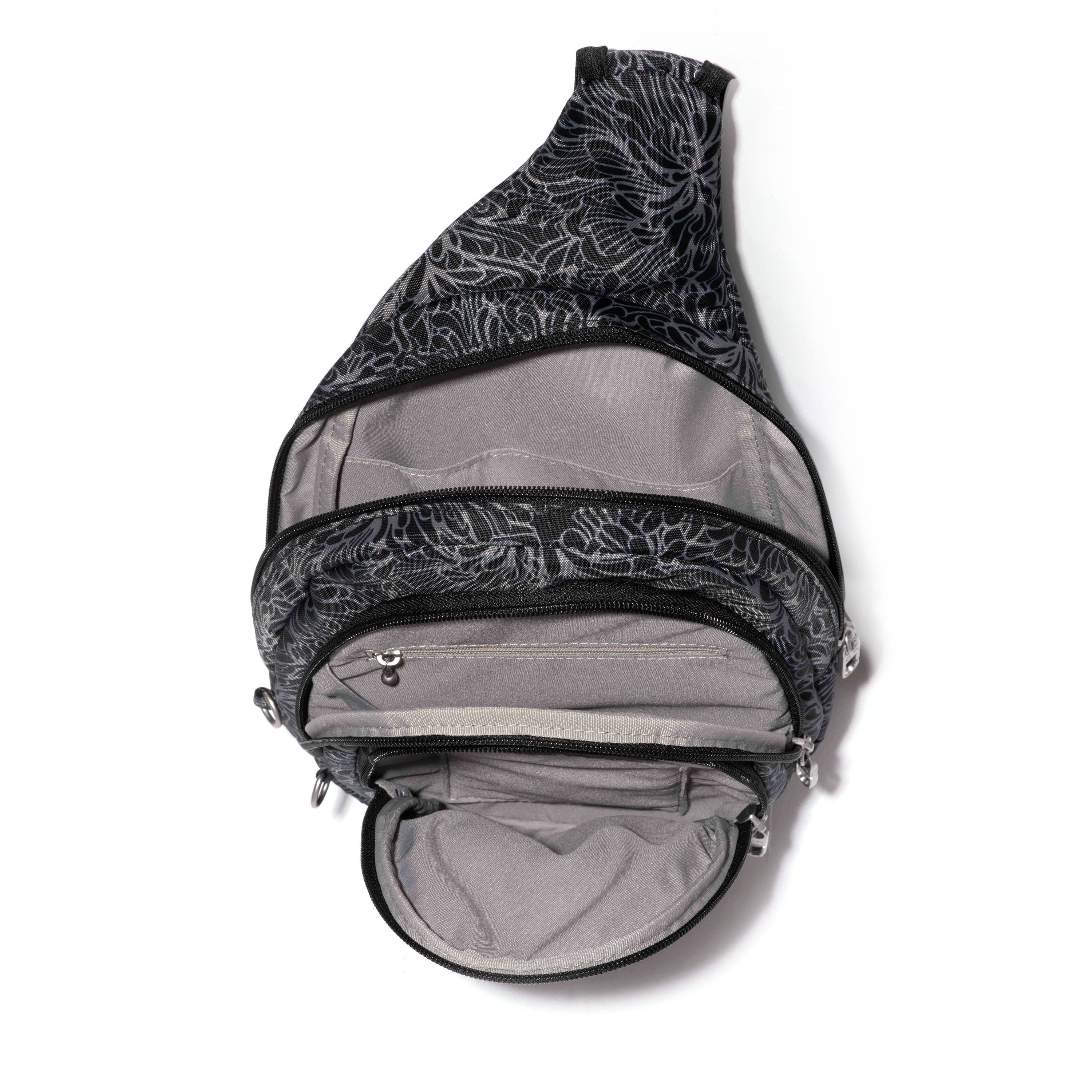 Securtex Anti-theft Multi Zip Sling, Alternate, color, Midnight Blossom Print