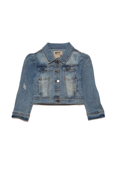 Kids Puff Sleeve Denim Jacket (Toddler, Little Kid & Big Kid)