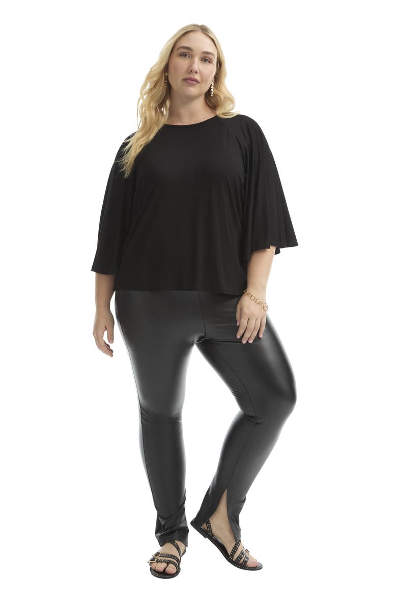 June + Vie Flared Raglan Sleeve Breton Tee, Main, color, Black Onyx