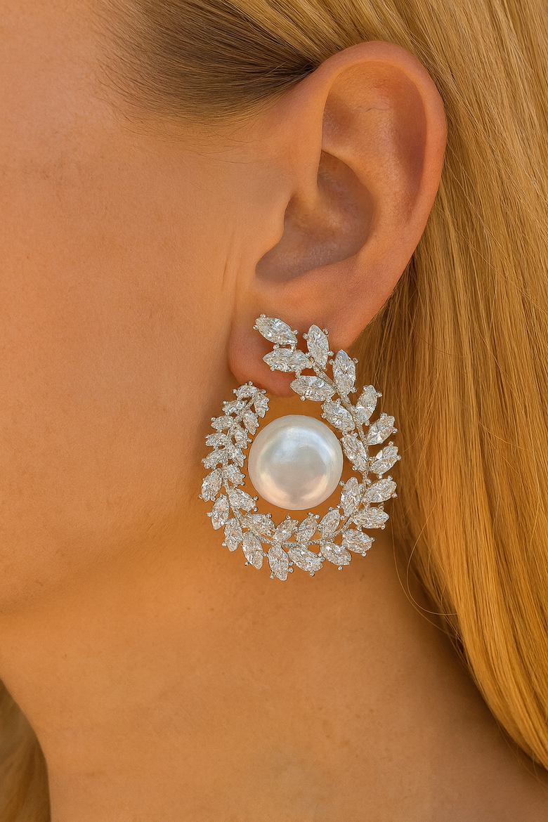 Perla pearl statement earrings, Alternate, color, pearl