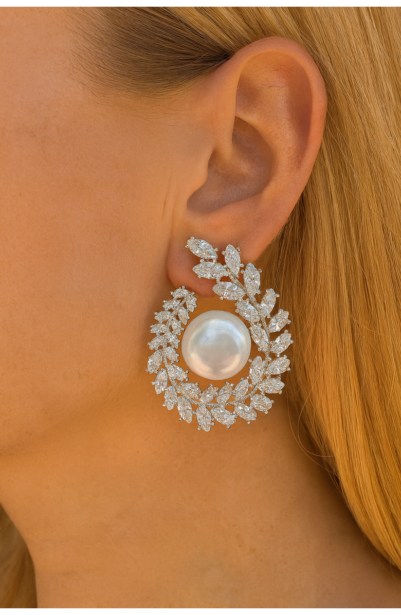 Gemma Azzurro Perla pearl statement earrings, Alternate, color, Pearl