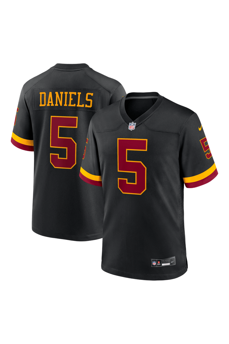 Men's Nike Jayden Daniels Black Washington Commanders Hail Raiser Alternate Game Jersey, Main, color, Black