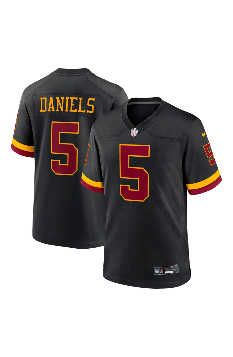 Nike Men's Nike Jayden Daniels Black Washington Commanders Hail Raiser Alternate Game Jersey, Main, color, Black